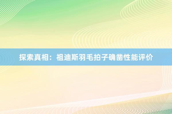 探索真相：祖迪斯羽毛拍子确凿性能评价